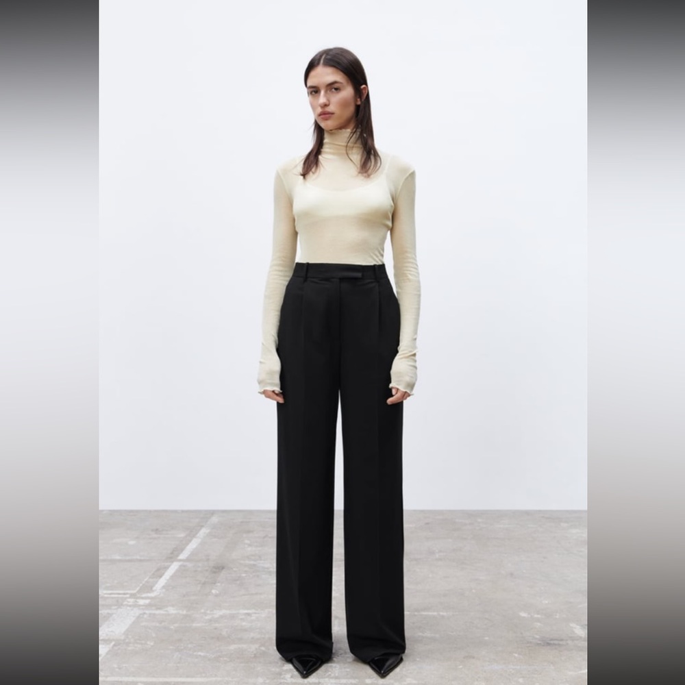 NWT ZARA Women Wide Leg Menswear Pant, sz L